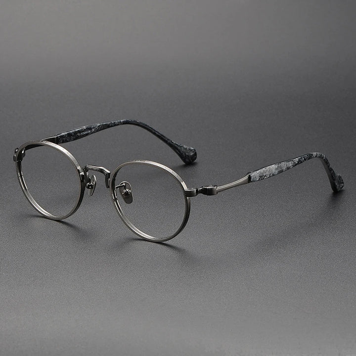 Blaack Mask Women's Full Rim Round Titanium Eyeglasses S808 Full Rim Black Mask Gun Gray