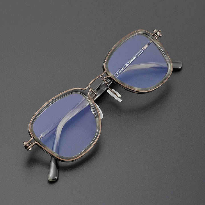 Black Mask Women's Full Rim Square Acetate Titanium Eyeglasses 195868