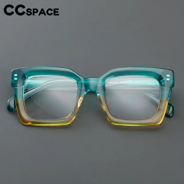 CCspace Unisex Full Rim Large Square Acetate Eyeglasses 56909 Full Rim CCspace