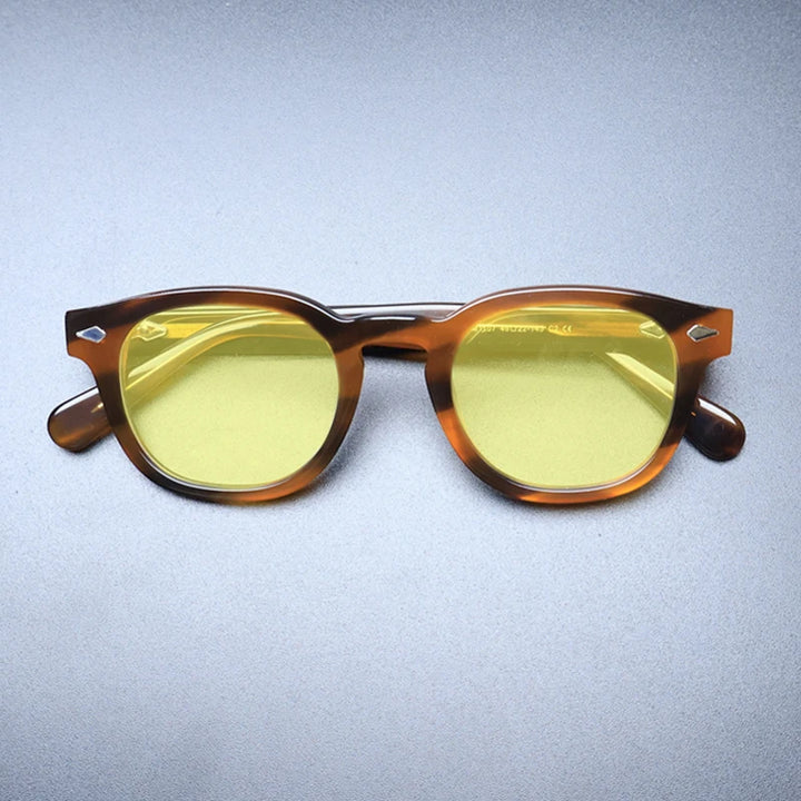 Gatenac Unisex Full Rim Square Polarized Acetate Sunglasses Mo14 Sunglasses Gatenac Flax Yellow