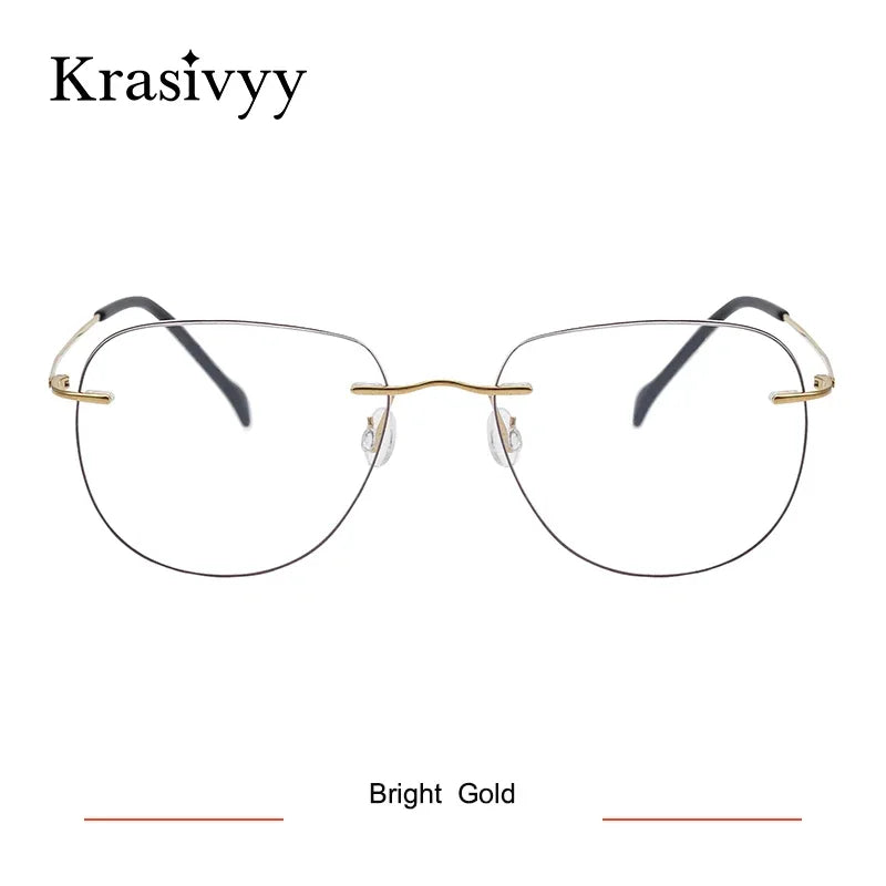 Krasivyy Women's Rimless Flat Top Oval Titanium Eyeglasses 316007