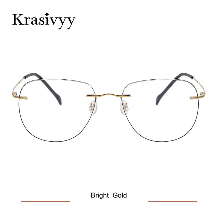 Krasivyy Women's Rimless Flat Top Oval Titanium Eyeglasses 316007