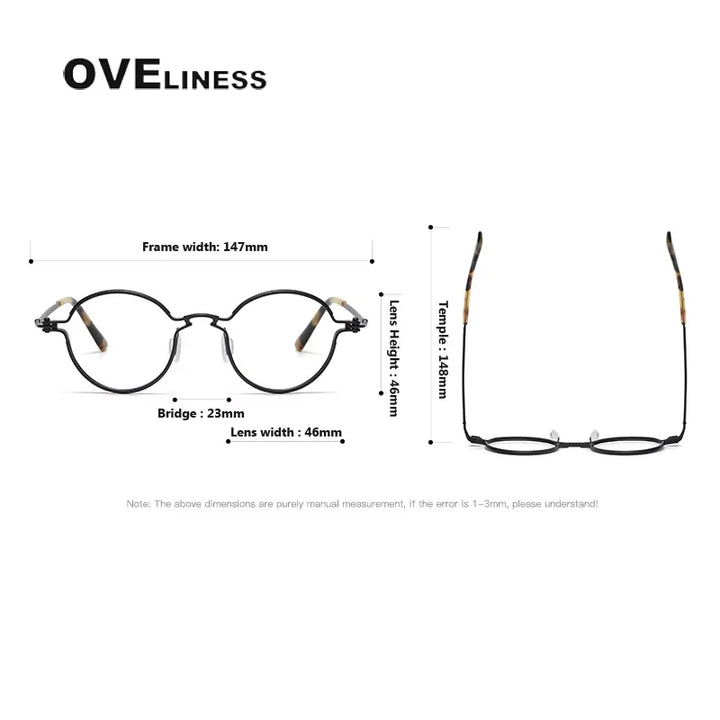 Oveliness Unisex Full Rim Round Acetate Titanium Eyeglasses 25895