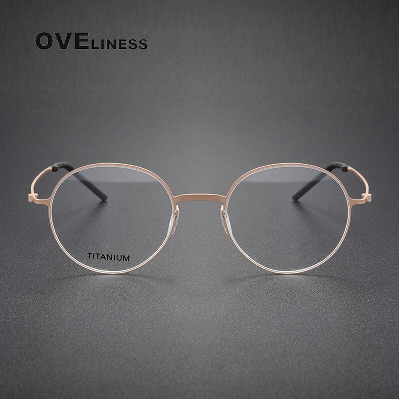 Oveliness Unisex Full Rim Round Screwless Titanium Eyeglasses 5501 Full Rim Oveliness
