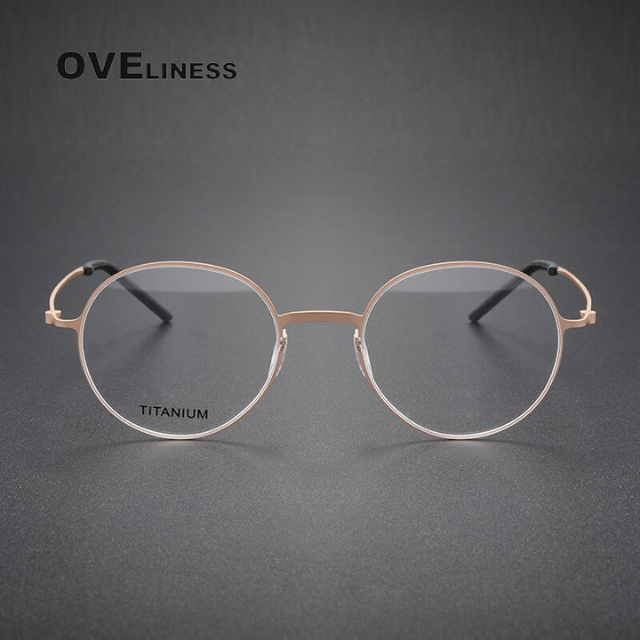 Oveliness Unisex Full Rim Round Screwless Titanium Eyeglasses 5501 Full Rim Oveliness