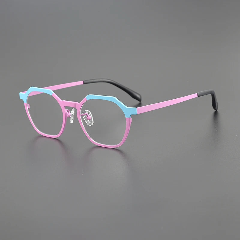 Nobler Unisex Full Rim Flat Top Polygon Titanium Eyeglasses 1858 Full Rim Nobler C4