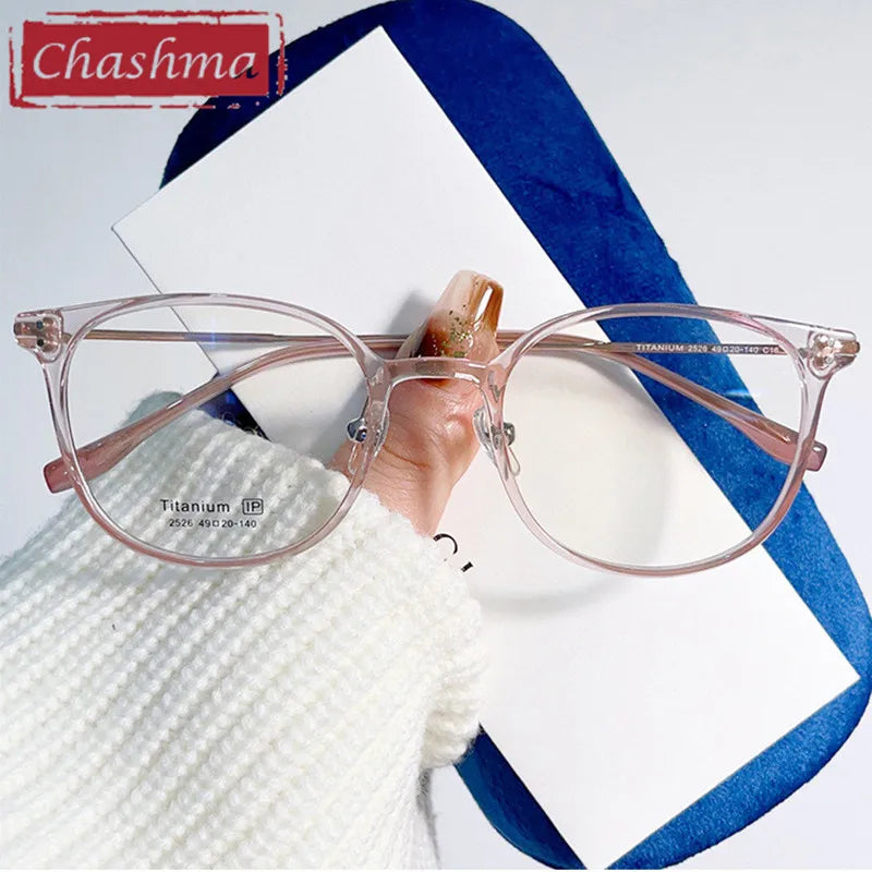 Chashma Ottica Women's Full Rim Round Titanium Tr 90 Eyeglasses 402526