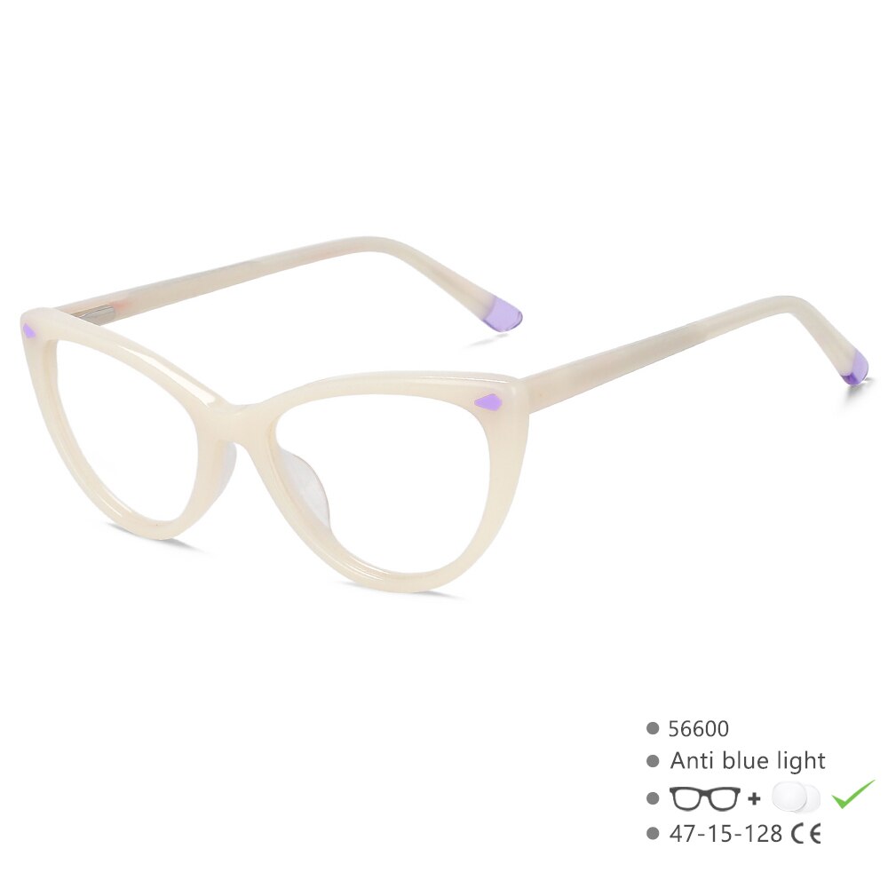 CCspace Children's Unisex Full Rim Cat Eye Acetate Eyeglasses 56600 Full Rim CCspace C4White
