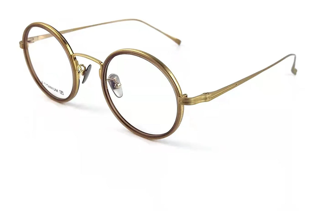 Aimee Unisex Full Rim Round Titanium Eyeglasses 81061 Full Rim Aimee GOLDEN
