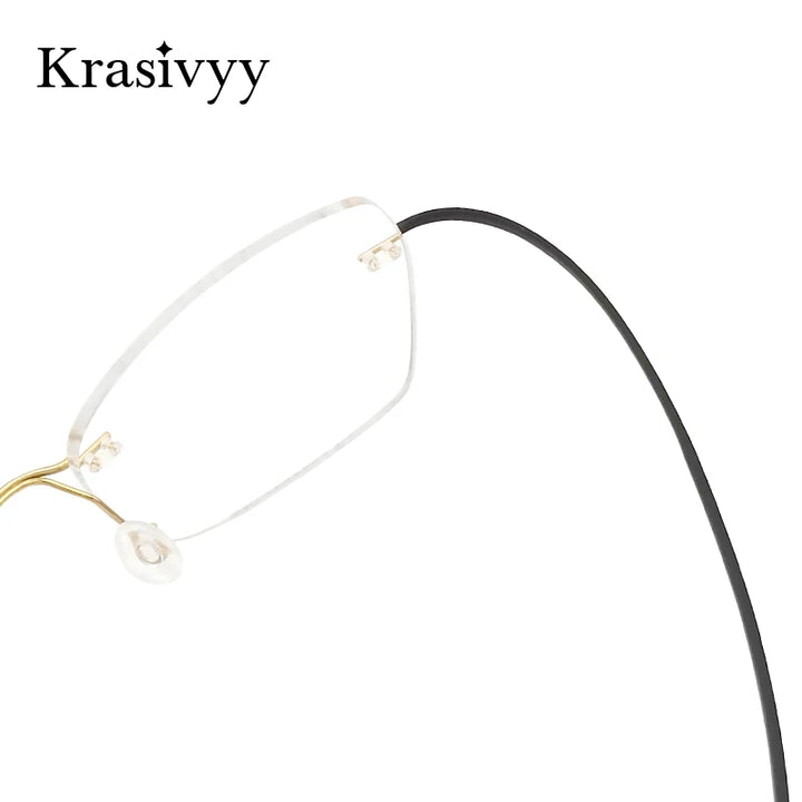 Krasivyy Unisex Rimless Oval Titanium Eyeglasses 1615 Rimless Krasivyy