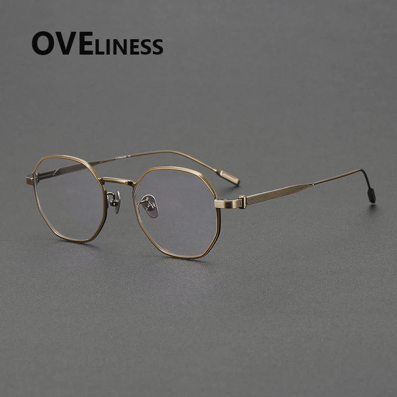 Oveliness Women's Full Rim Square Oval Titanium Eyeglasses 872130 Full Rim Oveliness bronze