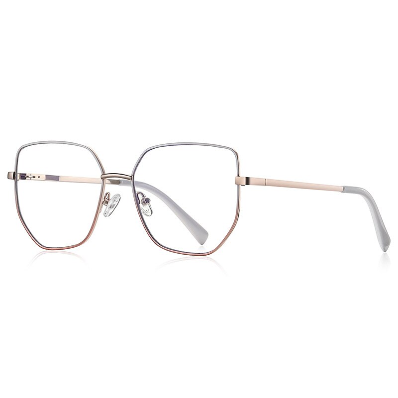 CCspace Unisex Full Rim Irregular Square Alloy Eyeglasses 56272 Full Rim CCspace C5WhitePink