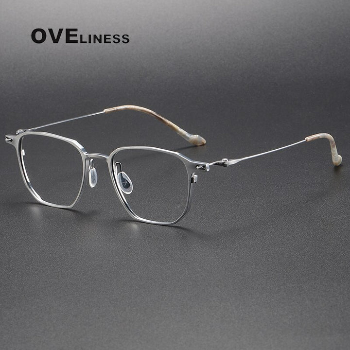 Oveliness Unisex Full Rim Square Titanium Eyeglasses 20-2317 Full Rim Oveliness silver