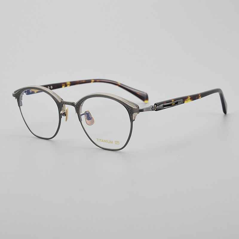Muzz Unisex Full Rim Round Titanium Eyeglasses E051 Full Rim Muzz C1