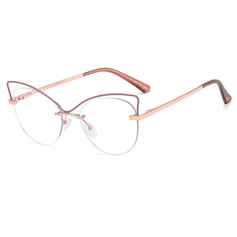 CCspace Women's Semi Rim Cat Eye Alloy Eyeglasses 57026 Semi Rim CCspace C6Bean