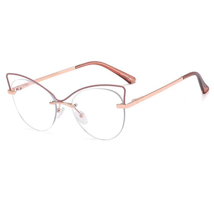 CCspace Women's Semi Rim Cat Eye Alloy Eyeglasses 57026 Semi Rim CCspace C6Bean