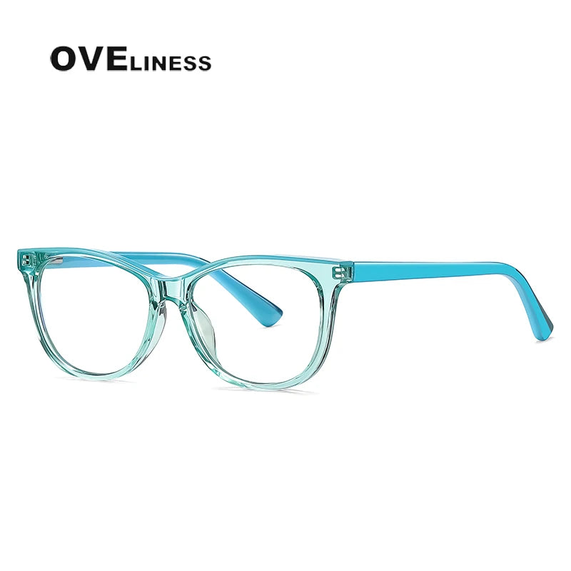 Oveliness Youth Unisex Full Rim Square Tr 90 Titanium Eyeglasses 20207 Full Rim Oveliness cyan