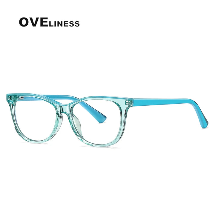 Oveliness Youth Unisex Full Rim Square Tr 90 Titanium Eyeglasses 20207 Full Rim Oveliness cyan  