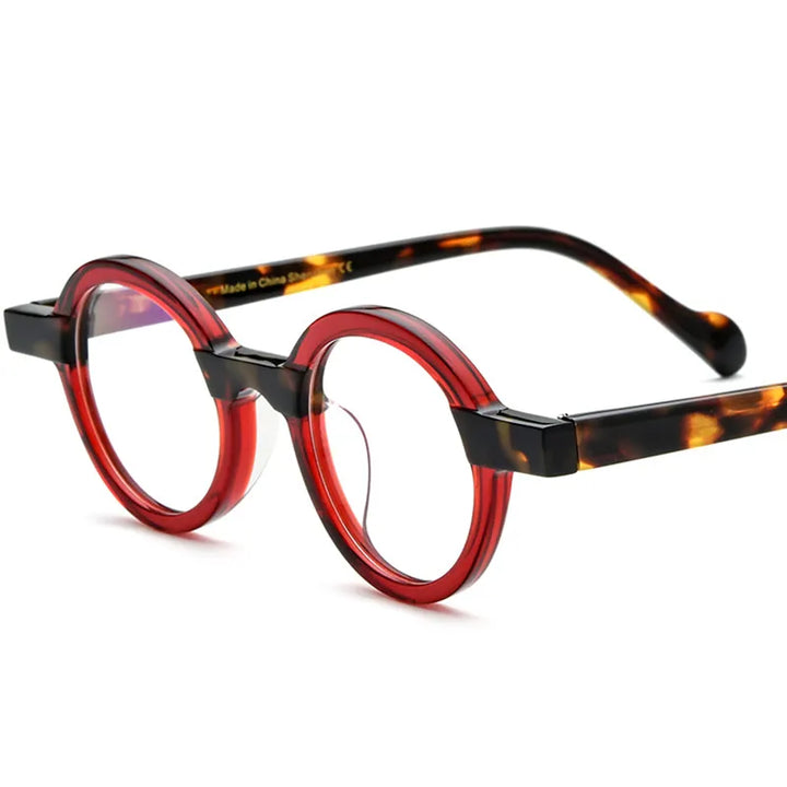 Black Mask Unisex Full Rim Small Round Acetate Eyeglasses 19231 Full Rim Black Mask