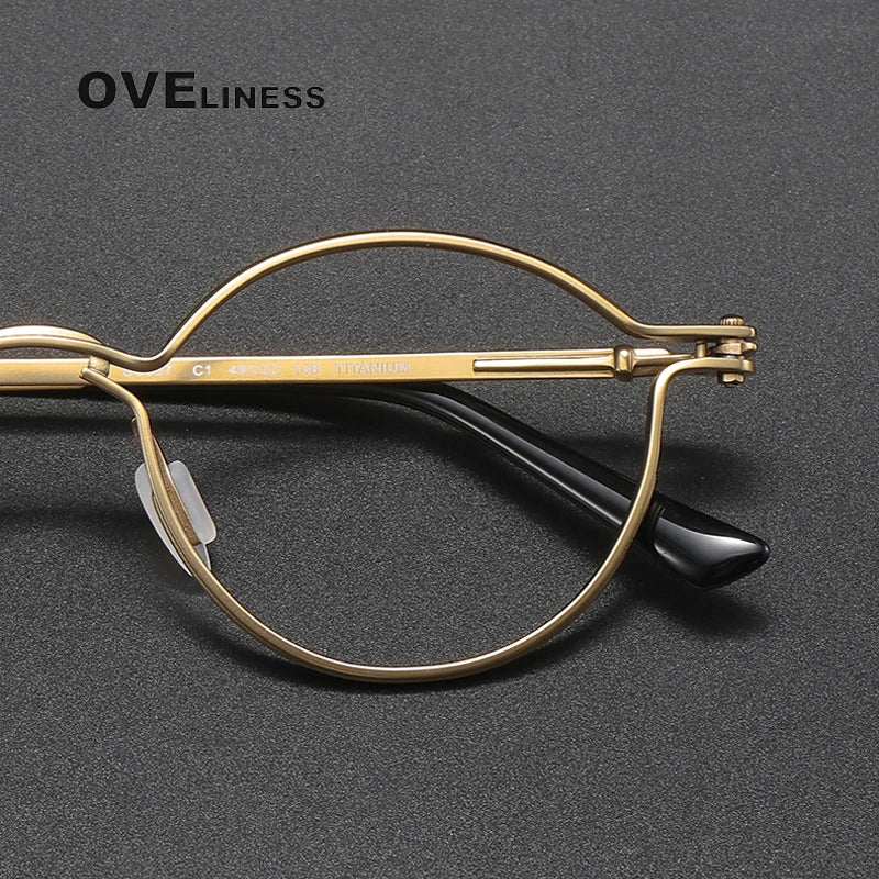 Oveliness Unisex Full Rim Round Titanium Eyeglasses C007 Full Rim Oveliness   