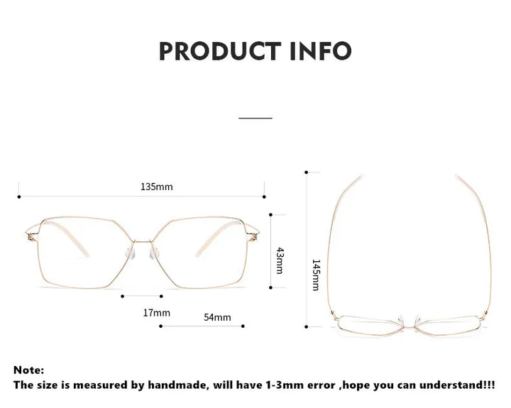 Aimee Women's Full Rim Polygon Square Screwless Titanium Eyeglasses 61008