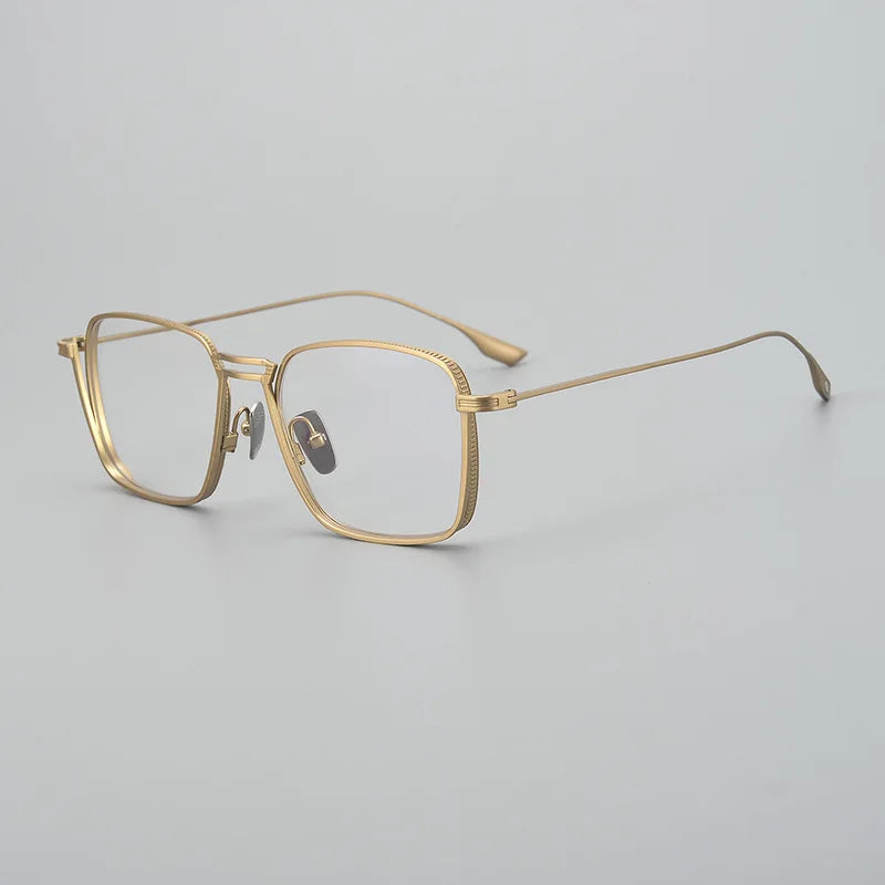 Black Mask Unisex Full Rim Irregular Square Titanium Eyeglasses 94125 Full Rim Black Mask Gold
