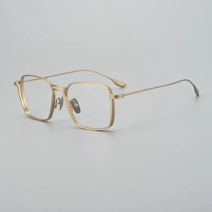 Black Mask Unisex Full Rim Irregular Square Titanium Eyeglasses 94125 Full Rim Black Mask Gold