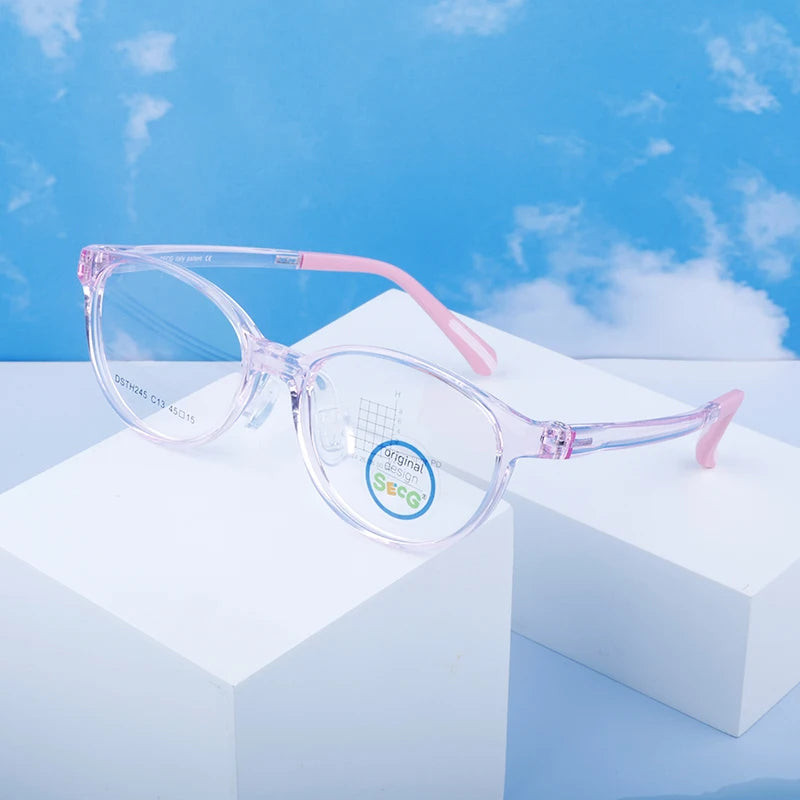 Secg Unisex Children's Full Rim Square Silicone Tr 90 Eyeglasses 214245