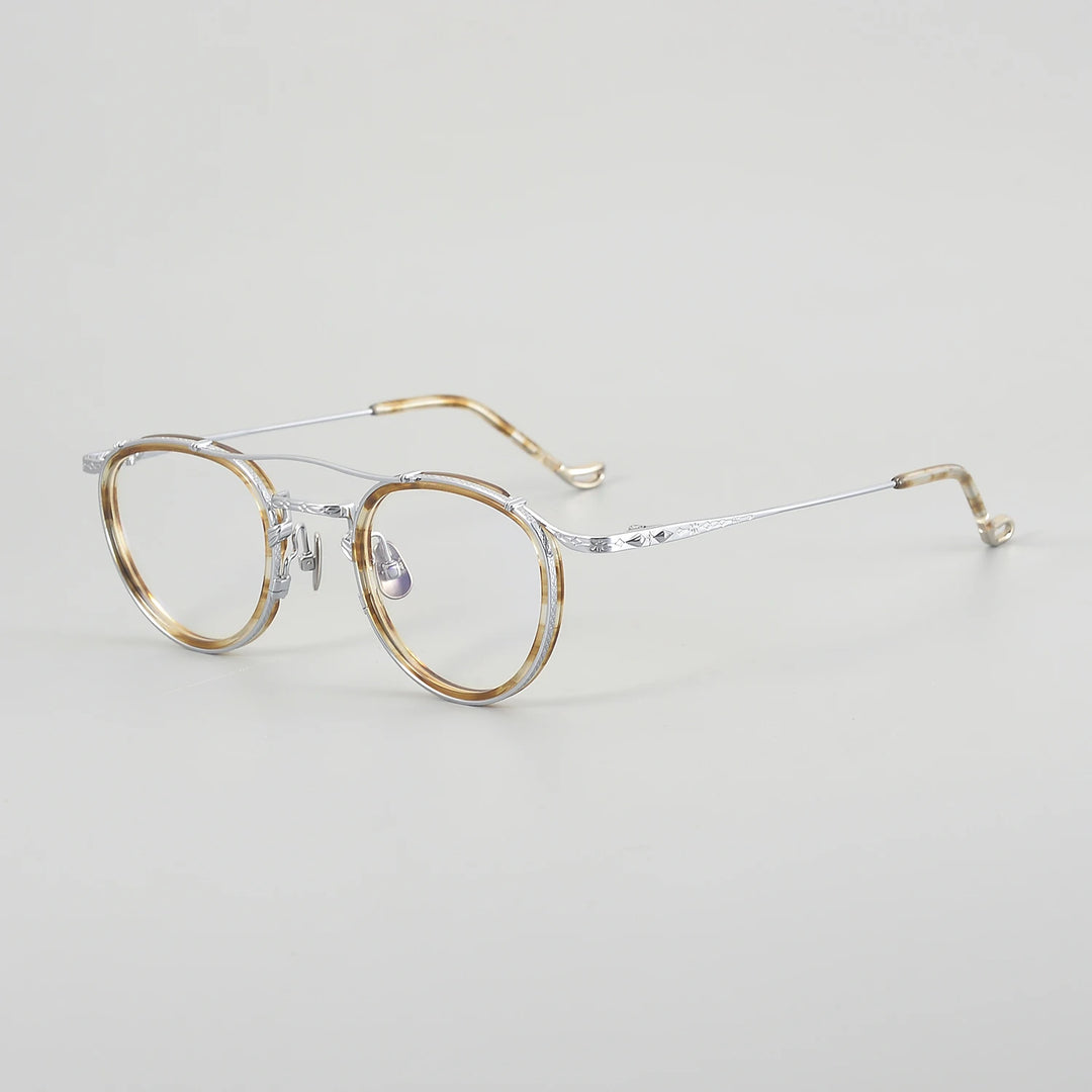 Muzz Unisex Full Rim Oval Double Bridge Titanium Acetate Eyeglasses 54915