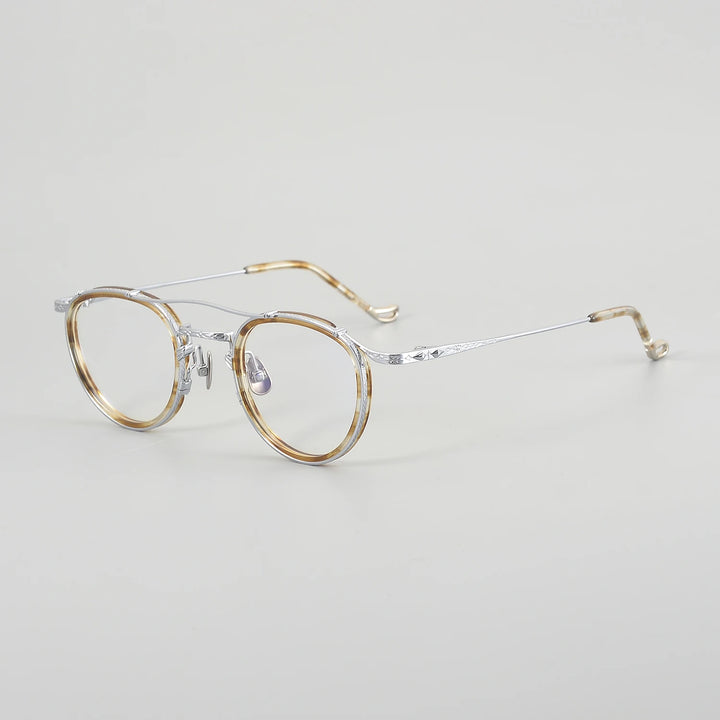 Muzz Unisex Full Rim Oval Double Bridge Titanium Acetate Eyeglasses 54915