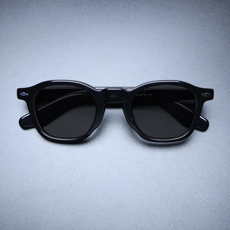 Gatenac Unisex Full Rim Square Acetate Polarized Sunglasses M001 Sunglasses Gatenac Black Gray