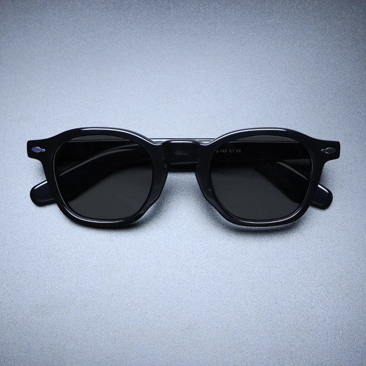 Gatenac Unisex Full Rim Square Acetate Polarized Sunglasses M001 Sunglasses Gatenac Black Gray  