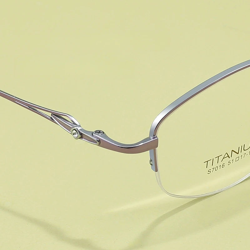 Yimaruili Women's Semi Rim Square Oval Titanium Eyeglasses Y7016 Semi Rim Yimaruili Eyeglasses