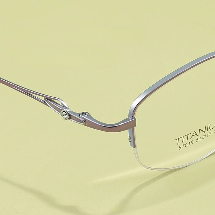 Yimaruili Women's Semi Rim Square Oval Titanium Eyeglasses Y7016 Semi Rim Yimaruili Eyeglasses