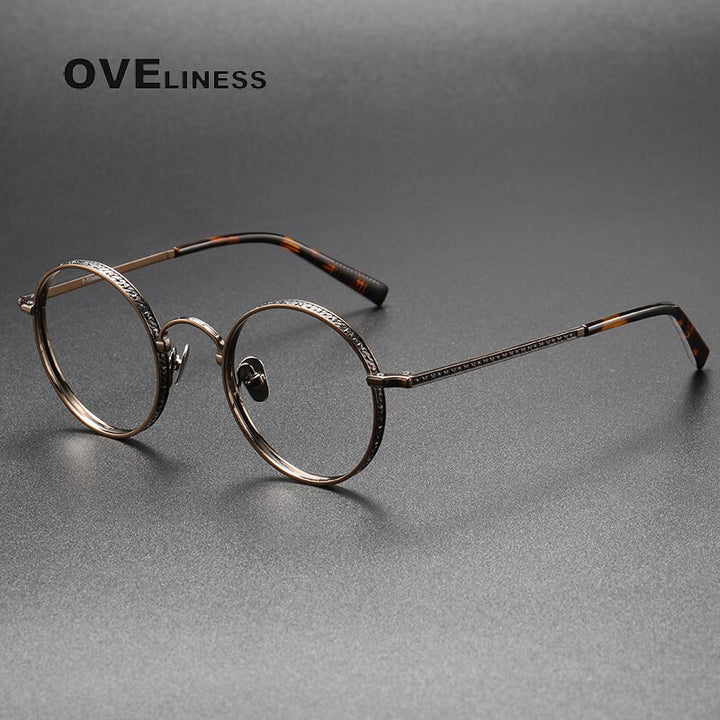 Oveliness Unisex Full Rim Round Titanium Eyeglasses M3100 Full Rim Oveliness bronze