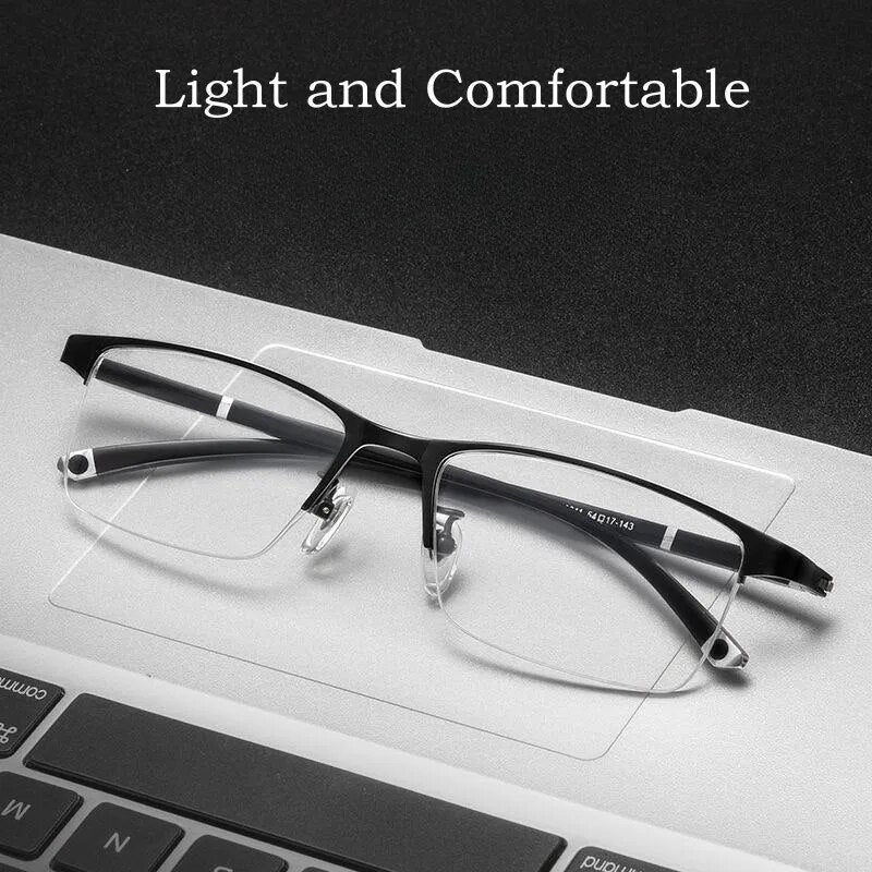 Yimaruili Men's Full Semi Rim Square Alloy Eyeglasses P9211 P9212 Semi Rim Yimaruili Eyeglasses