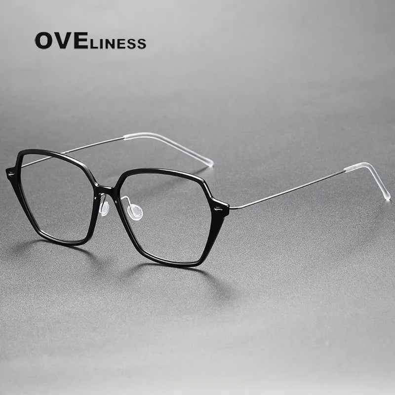 Oveliness Unisex Full Rim Square Acetate Titanium Eyeglasses 6621 Full Rim Oveliness black gun