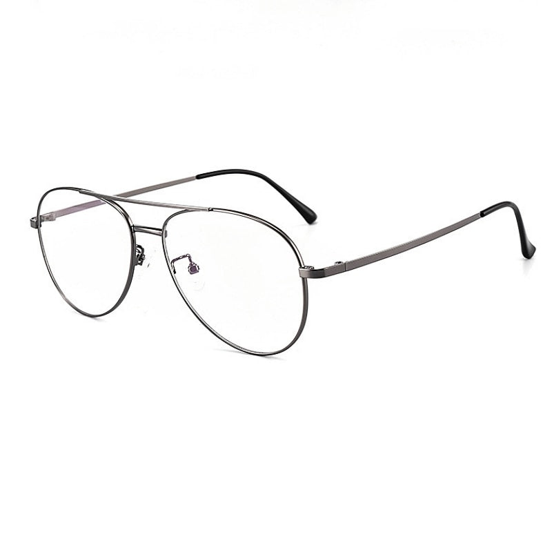 Yimaruili Unisex Full Rim Oval Double Bridge Titanium  Eyeglasses 2194 Full Rim Yimaruili Eyeglasses Gun