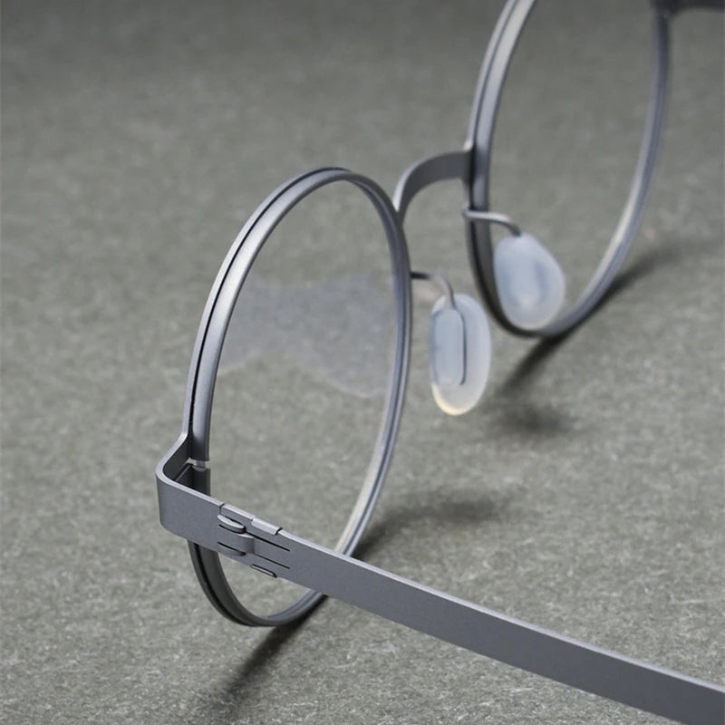 Black Mask Women's Full Rim Round Titanium Eyeglasses S80996 Full Rim Black Mask