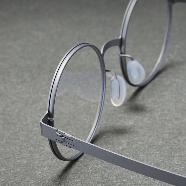 Black Mask Women's Full Rim Round Titanium Eyeglasses S80996 Full Rim Black Mask
