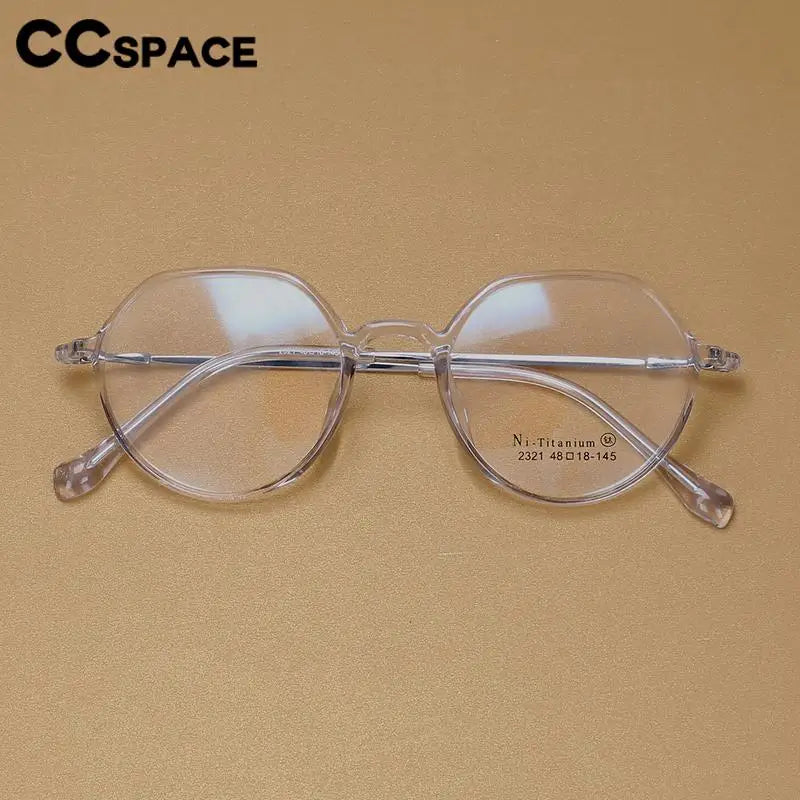 CCspace Unisex Full Rim Round Tr 90 Titanium Eyeglasses 57100 Full Rim CCspace