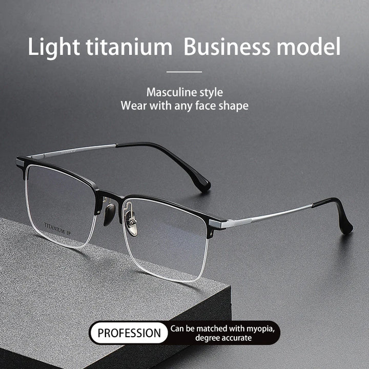 Vicky Unisex Semi Rim Square Titanium Reading Glasses V20261 Reading Glasses Vicky