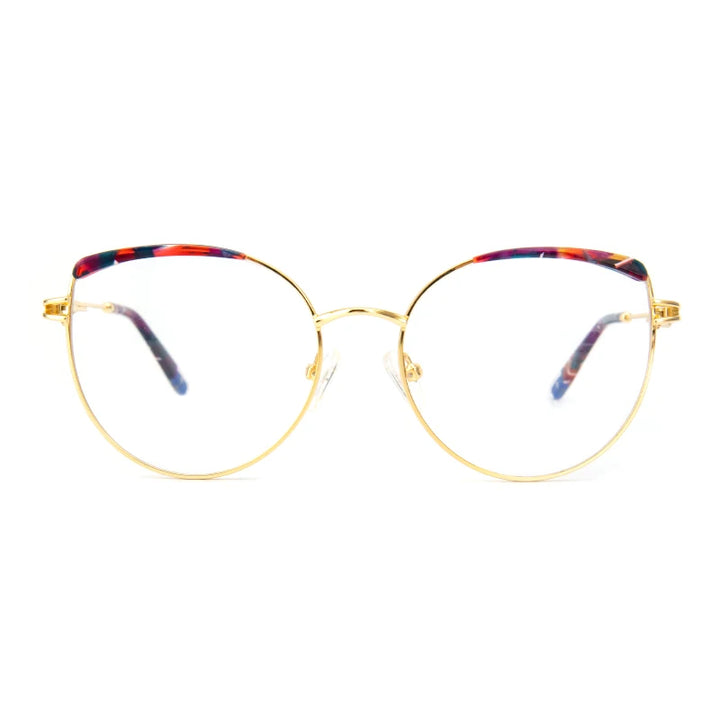 Vicky Women's Full Rim Round Cat Eye Stainless Steel Acetate Reading Glasses 7352 Reading Glasses Vicky