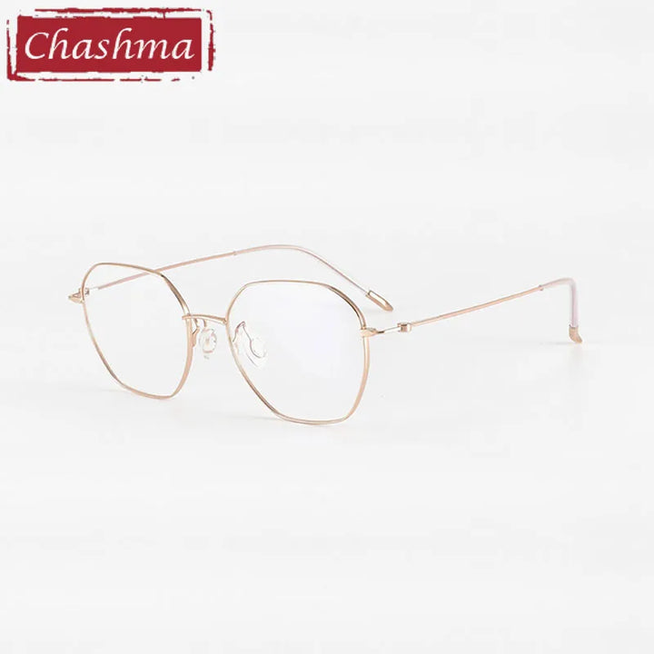 Chashma Ottica Women's Full Rim Polygon Screwless Titanium Eyeglasses 7250 Full Rim Chashma Ottica Rose Gold