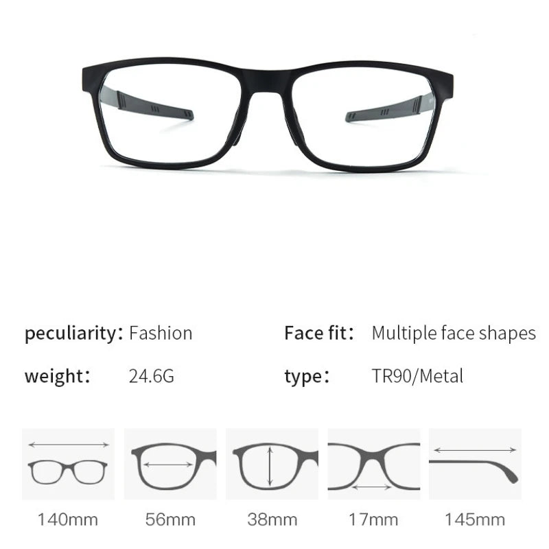 Yimaruili Unisex Full Rim Square Tr 90 Alloy Sport Eyeglasses 48086