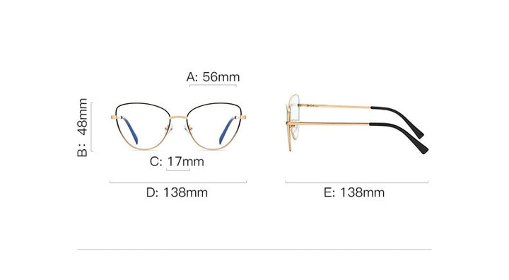 CCspace Unisex Full Rim Square Cat Eye Spring Hinge Alloy Eyeglasses 56273 Full Rim CCspace