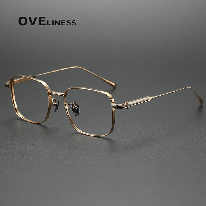 Oveliness Men's Full Rim Square Titanium Eyeglasses 80984 Full Rim Oveliness gold  