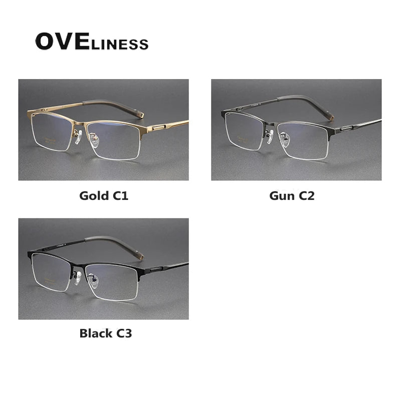 Oveliness Unisex Semi Rim Square Titanium Eyeglasses 80877 Semi Rim Oveliness