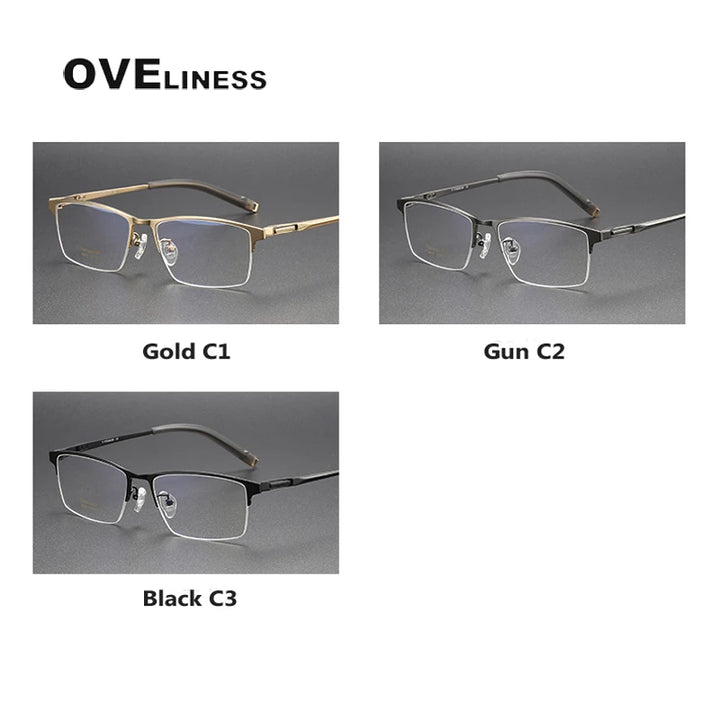 Oveliness Unisex Semi Rim Square Titanium Eyeglasses 80877 Semi Rim Oveliness