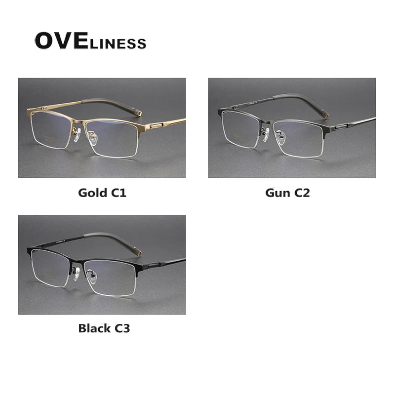 Oveliness Unisex Semi Rim Square Titanium Eyeglasses 80877 Semi Rim Oveliness   